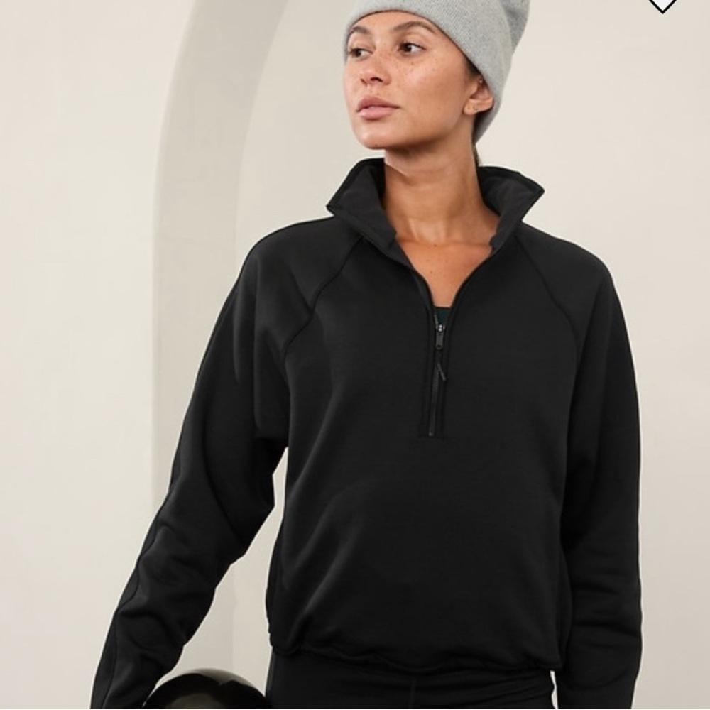 Athleta Black Half-Zip Pullover Hoodie